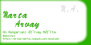 marta arvay business card